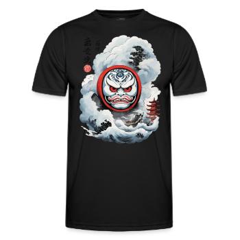 Japanischer Daruma Aesthetic Yokai Streetwear - Männer Funktions-T-Shirt - Schwarz - Vorne - AI Model Male 178 dark (178cm)