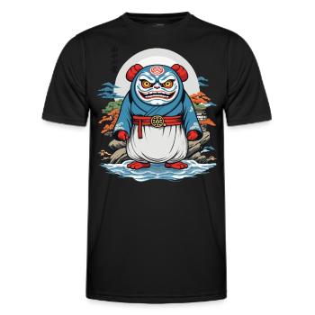 Japanischer Daruma Ästhetik Yokai Vintage - Männer Funktions-T-Shirt - Schwarz - Vorne - AI Model Male 178 dark (178cm)