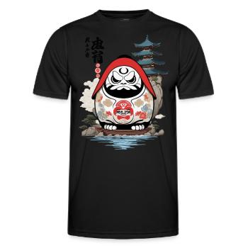 Japanischer Daruma Ästhetik Yokai Vintage - Männer Funktions-T-Shirt - Schwarz - Vorne - AI Model Male 178 dark (178cm)