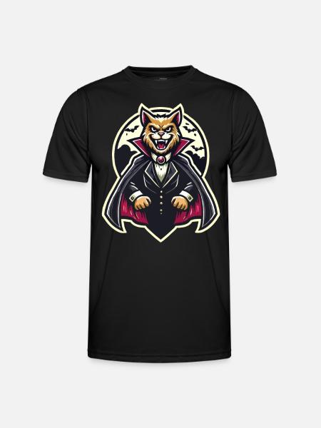 Chat vampire Chat d’Halloween mignon - T-shirt sport Homme - noir