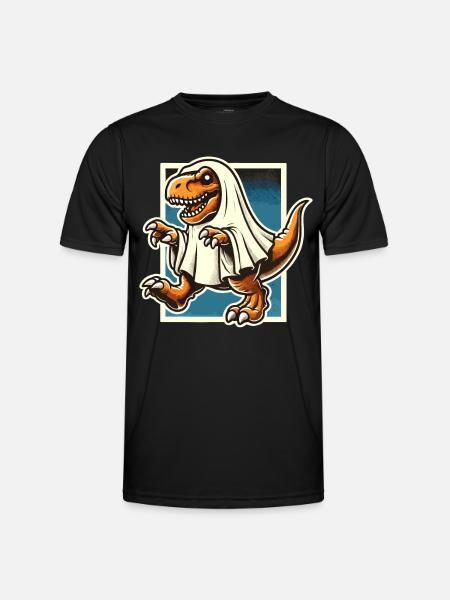 Cute Dinosaur Ghost Funny T-Rex - Men's Functional T-Shirt - black