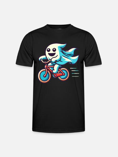 Bicycle Riding Ghost Funny Ghost - Men's Functional T-Shirt - black