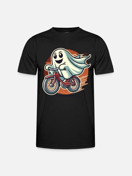 Bicycle Riding Ghost Funny Ghost - Men's Functional T-Shirt - black