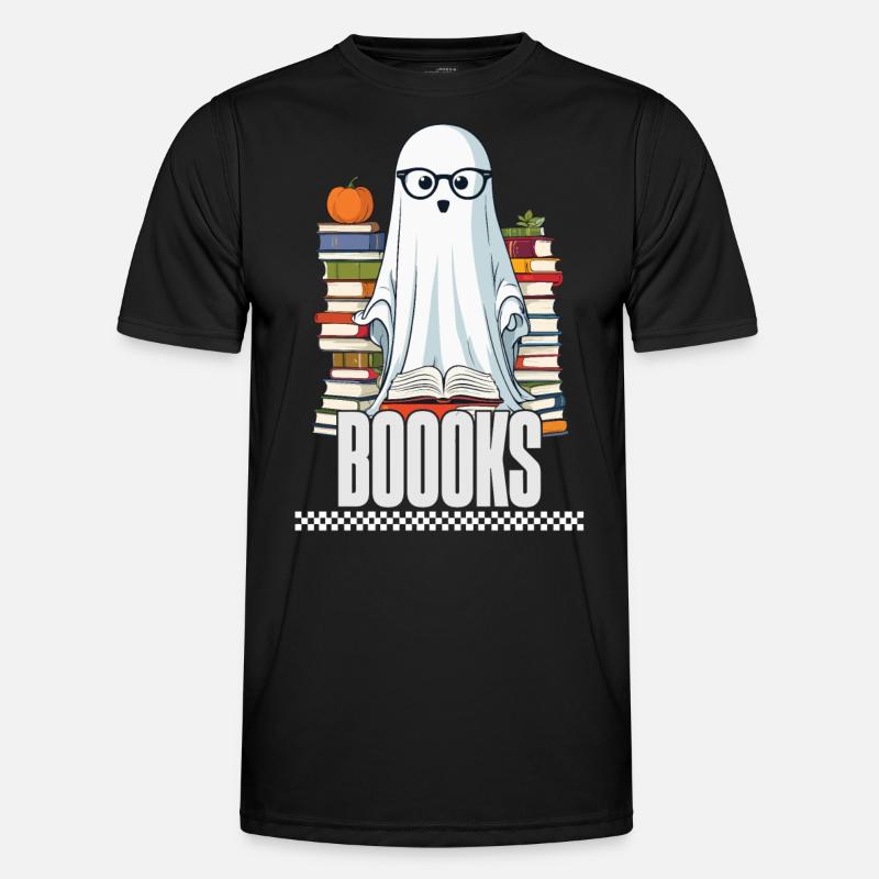 Cute Book Lover Ghost - Men's Functional T-Shirt - black