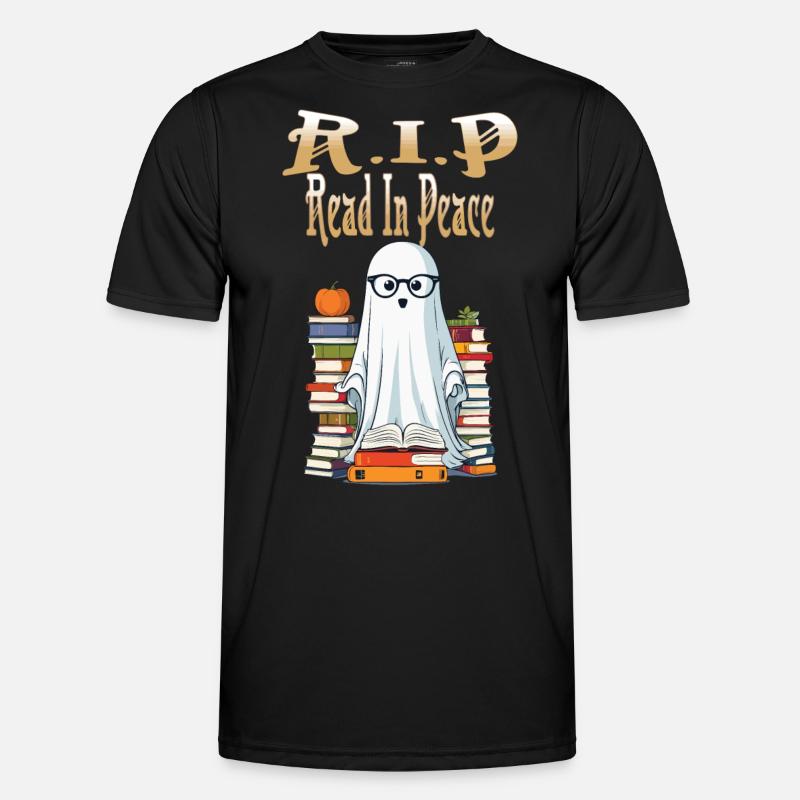 Cute Book Lover Ghost Halloween - Men's Functional T-Shirt - black
