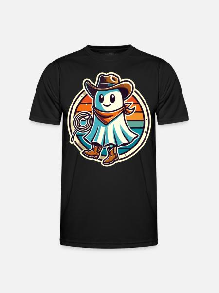 Cowboy Ghost Funny Halloween Design - Men's Functional T-Shirt - black