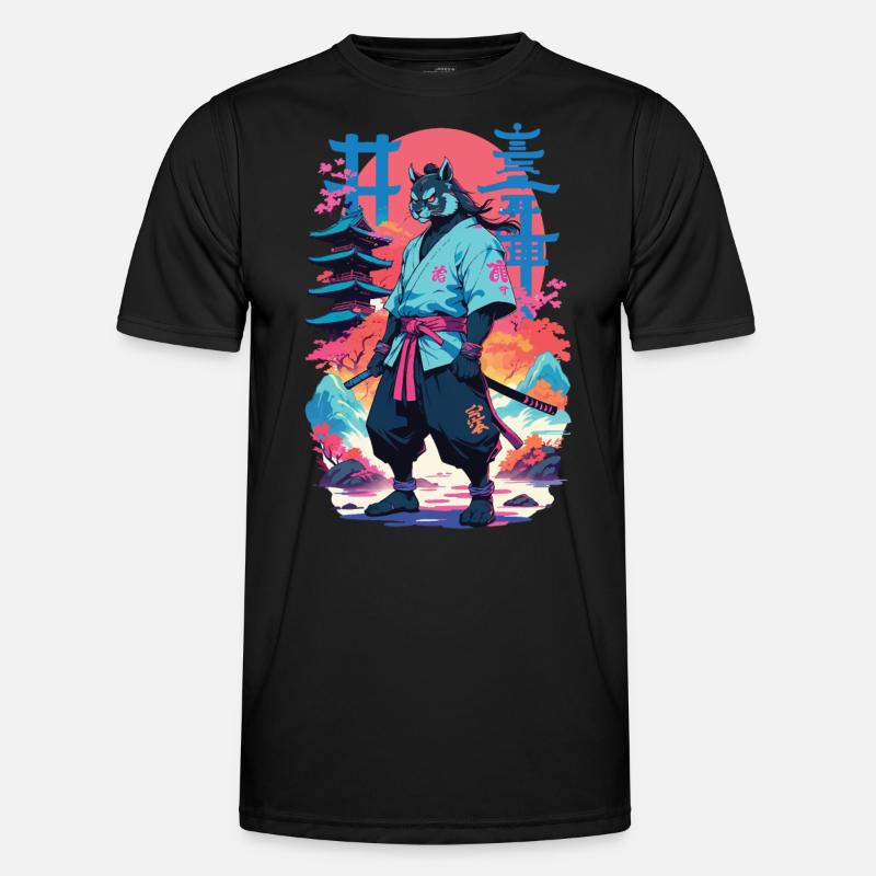 Tanuki Yokai Vaporwave Aesthetic Samurai Kunst Männer Funktions-T-Shirt