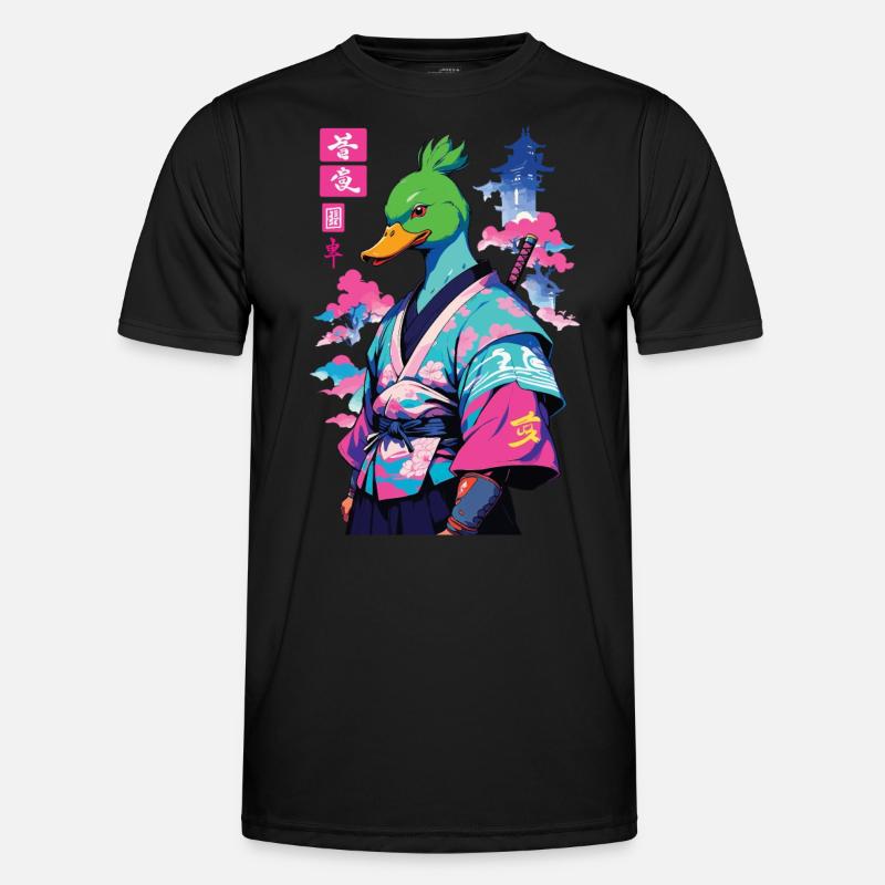 Samurai Ente Im Aesthetic Vaporwave Stil Männer Funktions-T-Shirt