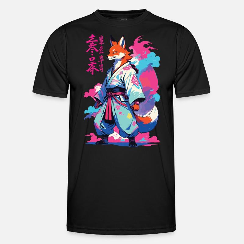 Kitsune Samurai Fuchs Aesthetic Vaporwave Stil Männer Funktions-T-Shirt