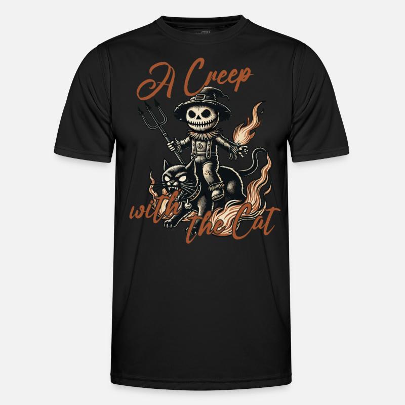 Halloween: Ein Unheimlicher Mit Der Katze Männer Funktions-T-Shirt