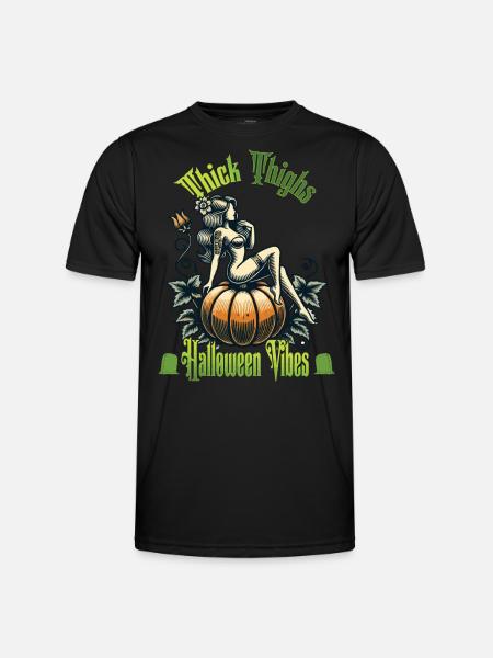 Funny Halloween Thick Thighs Vibes - Men's Functional T-Shirt - black