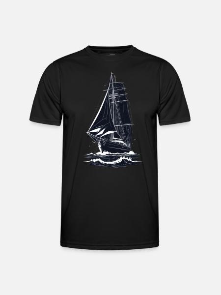 Maritime Adventure Sailing Ship Illustration - Men's Functional T-Shirt - black