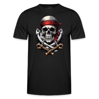 Piratenflaggen Skull Jolly Roger Pirat Kostüm - Männer Funktions-T-Shirt - Schwarz - Vorne - AI Model Male 178 dark (178cm)