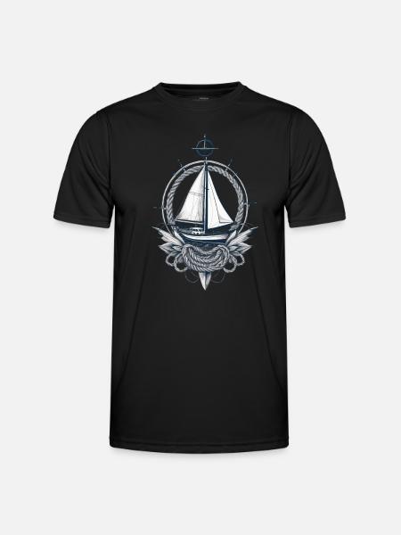 Sailboat Compass Nautical Adventure - Men's Functional T-Shirt - black