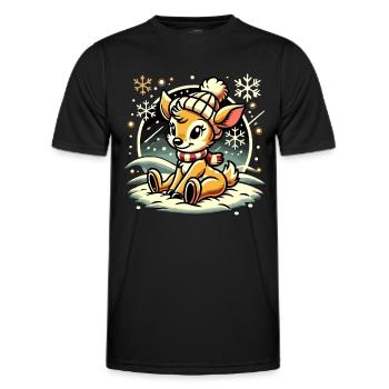 Winterliches Rentier Weihnachten Motiv - Männer Funktions-T-Shirt - Schwarz - Vorne - AI Model Male 178 dark (178cm)