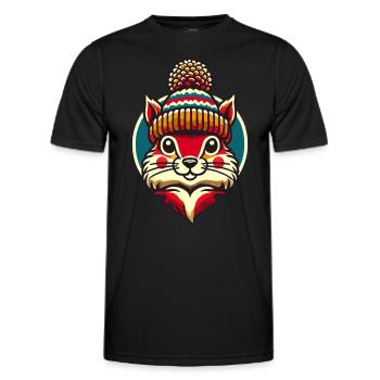 Merry Christmas Squirrel Winter Hat - Men's Functional T-Shirt - black - Front - AI Model Male 178 dark (178cm)