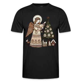 Christmas angel with Scandinavian charm - Men's Functional T-Shirt - black - Front - AI Model Male 178 dark (178cm)