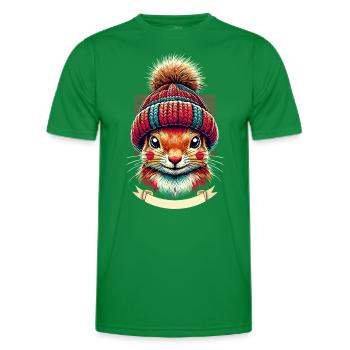Cheerful squirrel with winter hat - Men's Functional T-Shirt - kelly green - Front - AI Model Male 178 dark (178cm)