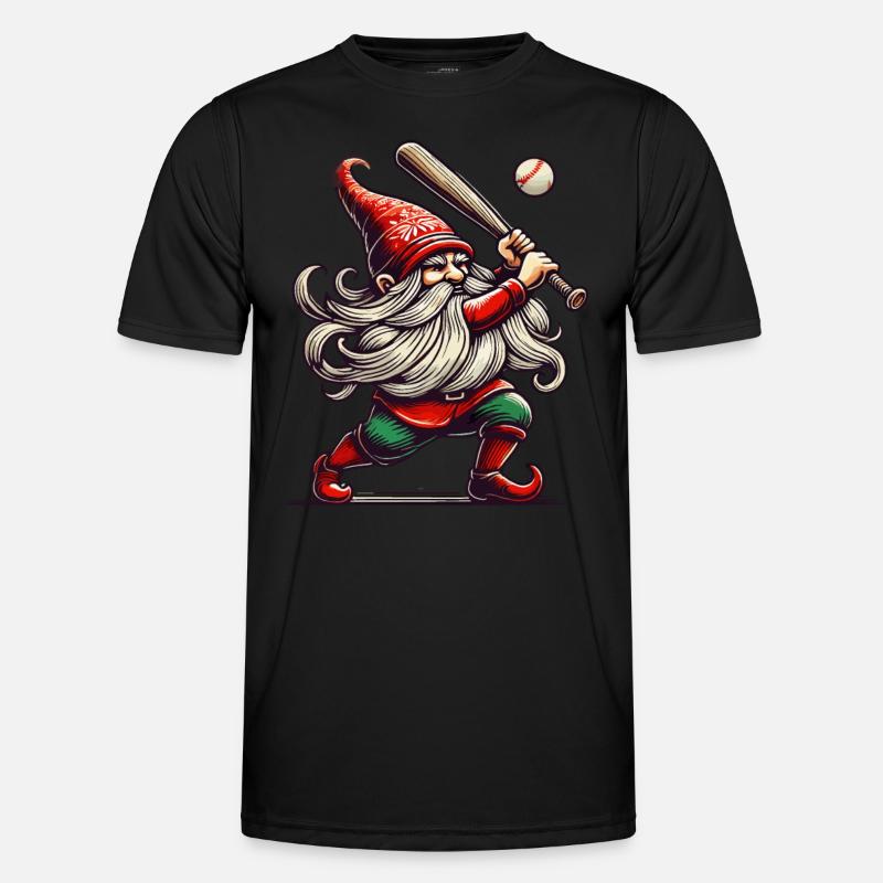 Christmas Baseball Gnome Dwarf Elf - Men's Functional T-Shirt - black