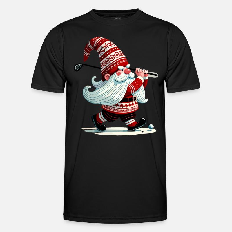 Golfspiller Nisse Dværg Jul Golfspiller Elf - Funktionsshirt til herrer - sort