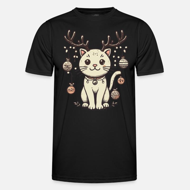 Mignon chat de Noël avec des bois T-shirt sport Homme