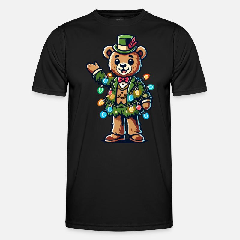 Fröhlicher Bär Mit Weihnachtslichtern Männer Funktions-T-Shirt