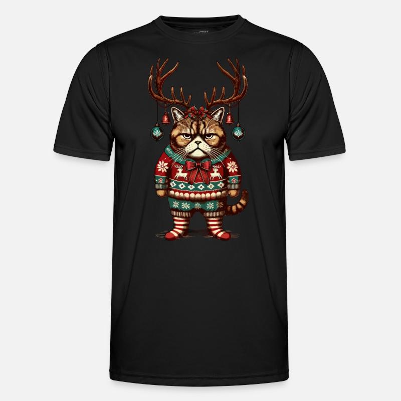 Chat de Noël avec des bois T-shirt sport Homme