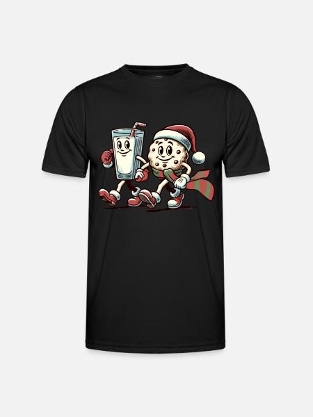 Merry Christmas with funny mascot - Men's Functional T-Shirt - black