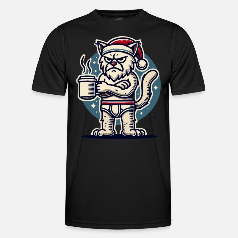 with a Christmas hat - Men's Functional T-Shirt - black
