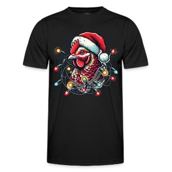 Weihnachtshuhn Mit Lichterkette - Männer Funktions-T-Shirt - Schwarz - Vorne - AI Model Male 178 dark (178cm)