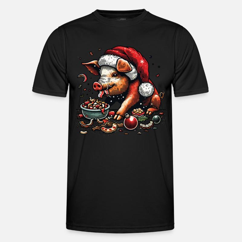 Christmas gluttony devoured with funny - Men's Functional T-Shirt - black