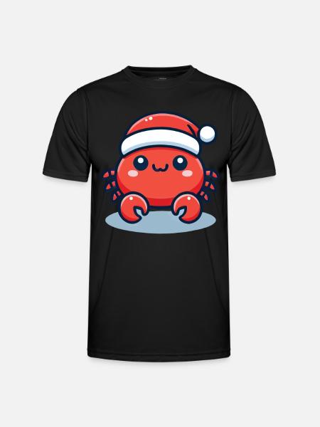 Merry Crab Christmas Hat - Men's Functional T-Shirt - black