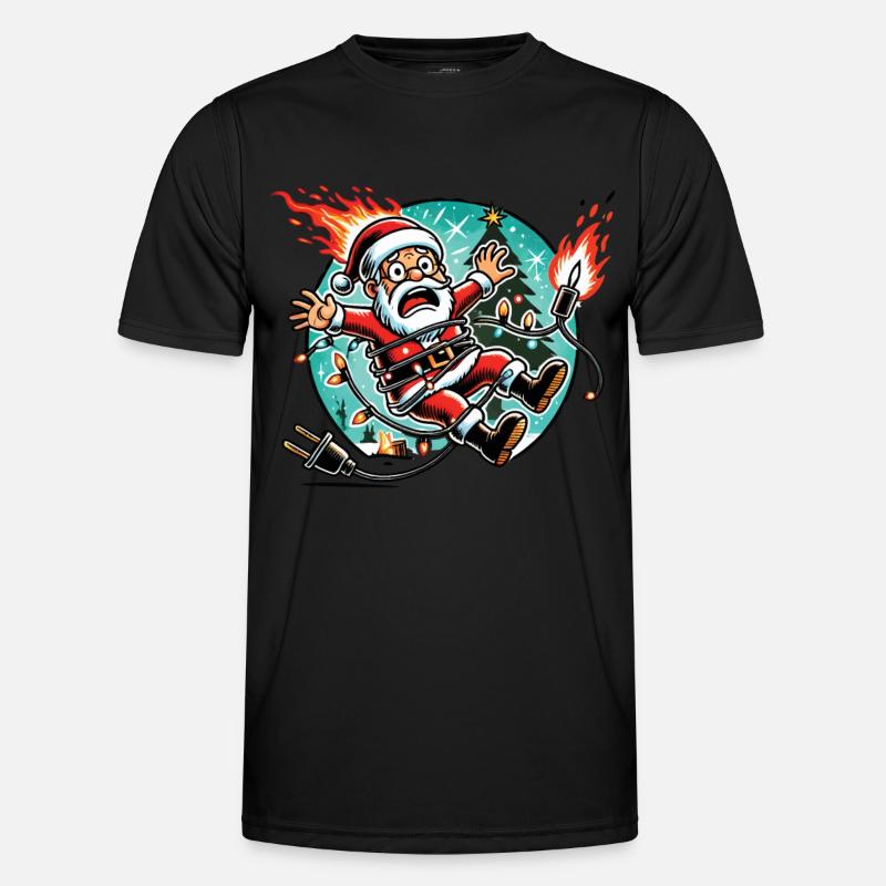 Weihnachtsmann Stromschlag Überraschung Männer Funktions-T-Shirt