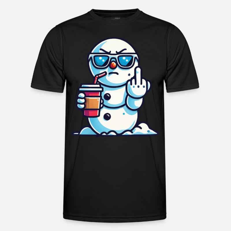 Cool snowman with statement - Men's Functional T-Shirt - black