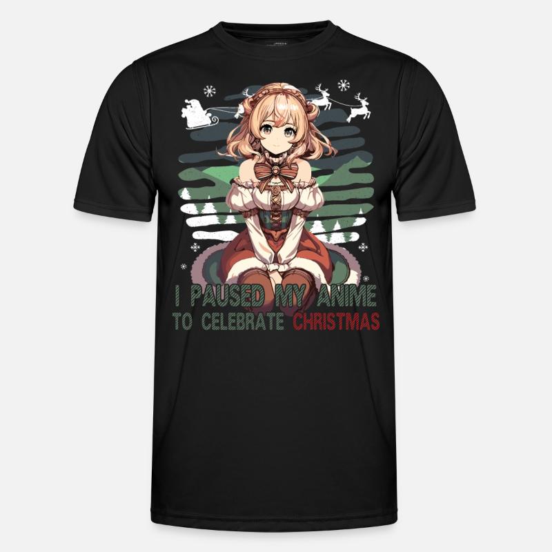 Anime Christmas Break Funny Design - Men's Functional T-Shirt - black