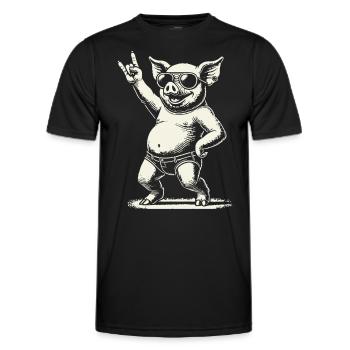 Funny Rock Music Pig Heavy Metal Festival - Men's Functional T-Shirt - black - Front - AI Model Male 178 dark (178cm)