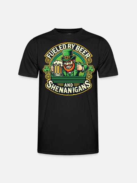 Saint-Patrick : Bière et farce - T-shirt sport Homme - noir