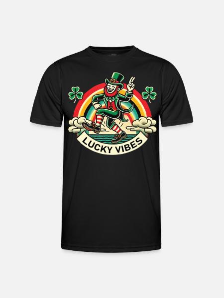 Saint-Patrick Lucky Vibes Arc-en-ciel - T-shirt sport Homme - noir