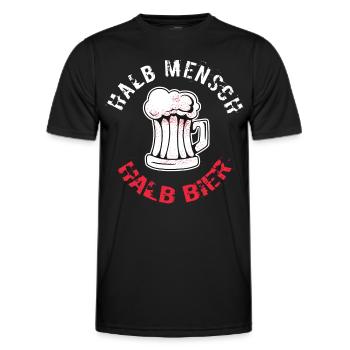 Halb Mensch Halb Bier Gruppenoutfit Kostüm Saufen - Männer Funktions-T-Shirt - Schwarz - Vorne - AI Model Male 178 dark (178cm)