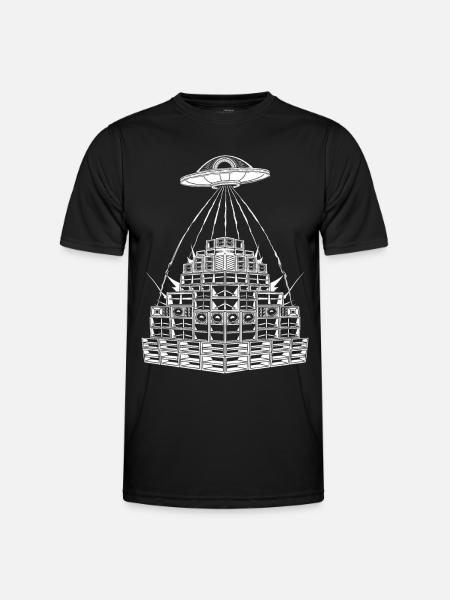 Rave Party Alien UFO Sound System - Men's Functional T-Shirt - black
