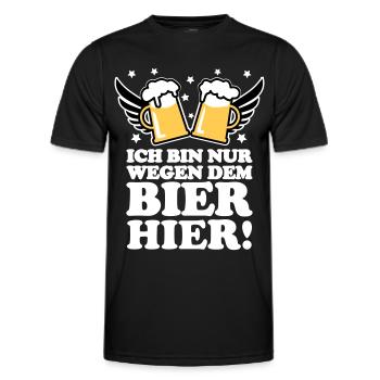 Ich bin nur wegen dem Bier hier Drink Beer Prost - Männer Funktions-T-Shirt - Schwarz - Vorne - AI Model Male 178 dark (178cm)