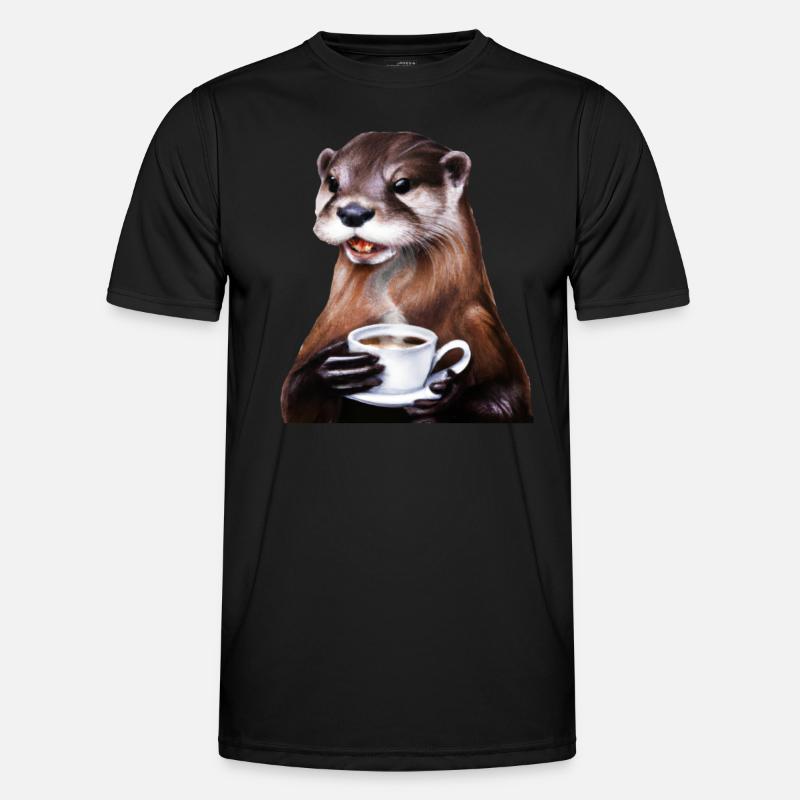 Otter Kaffee - Männer Funktions-T-Shirt - Schwarz