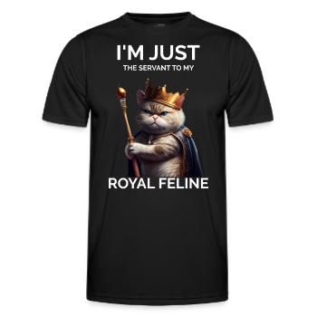 Je ne suis que le chat royal serviteur - T-shirt sport Homme - noir - Devant - AI Model Male 178 dark (178cm)