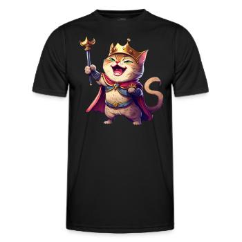 Chat de dessin animé riant - T-shirt sport Homme - noir - Devant - AI Model Male 178 dark (178cm)