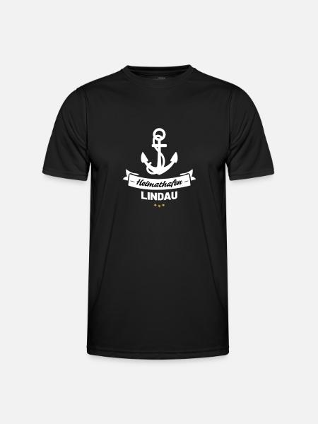 Heimathafen Lindau - Männer Funktions-T-Shirt - Schwarz