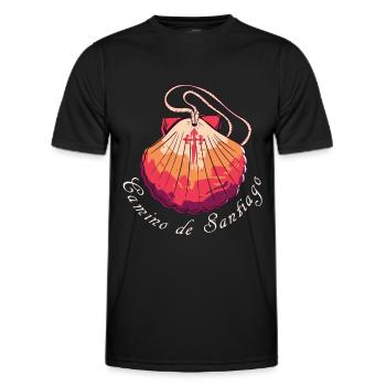 Camino de Santiago Jakobsweg Pilgermuschel Pilger - Männer Funktions-T-Shirt - Schwarz - Vorne - AI Model Male 178 dark (178cm)