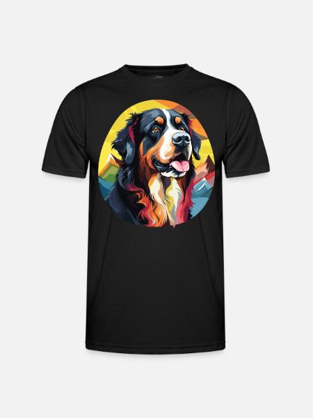 Bernese Mountain Dog pop art - Men's Functional T-Shirt - black