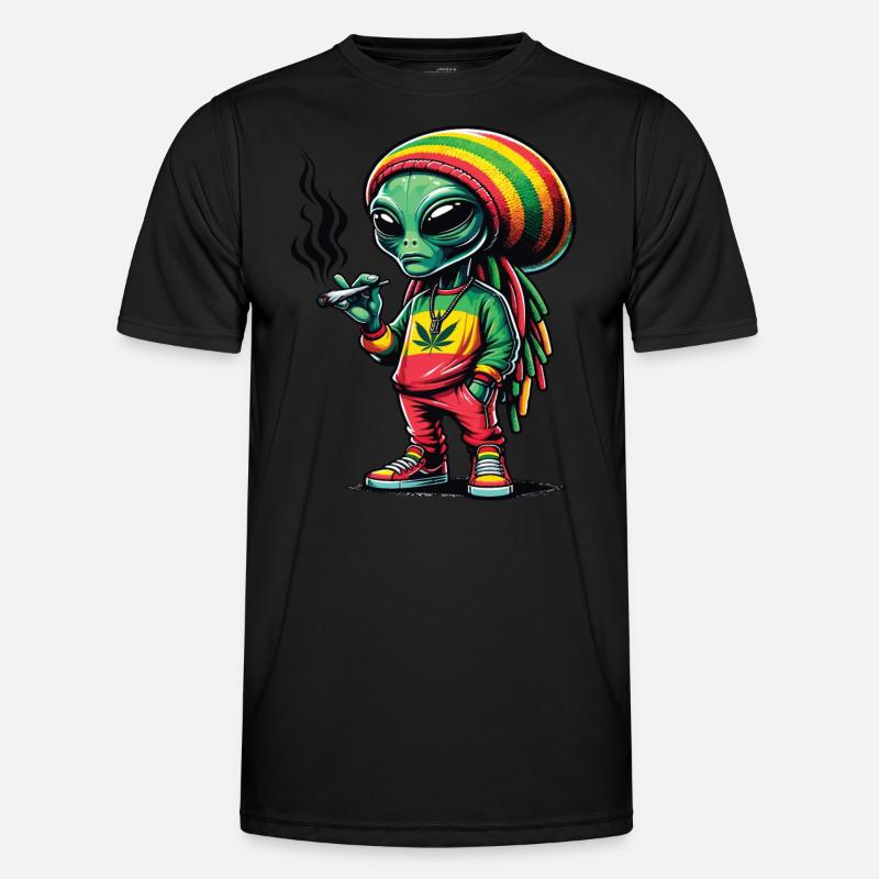 A Rasta alien smoking a cannabis joint Men's Functional T-Shirt