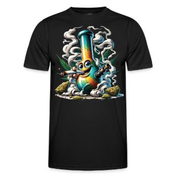 A bong smoking a cannabis joint - Men's Functional T-Shirt - black - Front - AI Model Male 178 dark (178cm)
