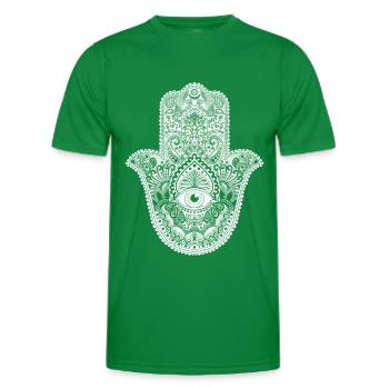 Hamsa hand Talisman symbole du bonheur et de l’amour - T-shirt sport Homme - vert - Devant - AI Model Male 178 dark (178cm)